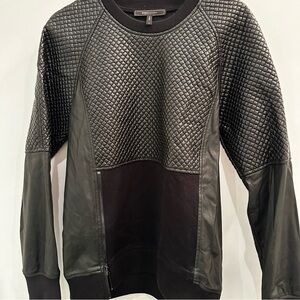 BCBGMaxazria Vegan Leather crewneck Sweatshirt
